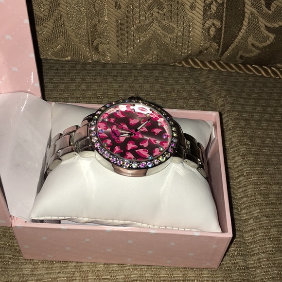 💖NWT Betsey Johnson Silver Watch w/Crystals - Picture 6 of 7